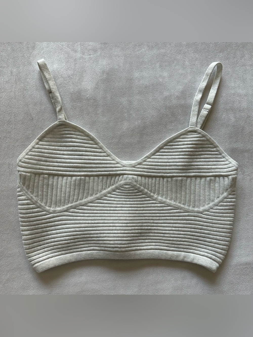 soft grey rib knit crop bodice / sz small petite